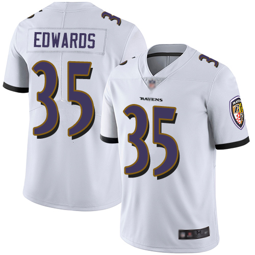 Baltimore Ravens Limited White Men Gus Edwards Road Jersey NFL Football #35 Vapor Untouchable->women nfl jersey->Women Jersey